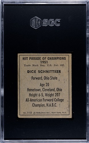 1951 Berk Ross # 1-12 Dick Schnittker SGC 3 Graded - Picture 2 of 2