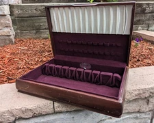 Nobility Plate Art Deco Wood Flatware Storage Chest Tarnish-Proof for 12