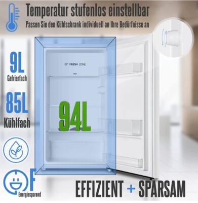 Mini refrigerator 94L Compact with Freezer 39dB 