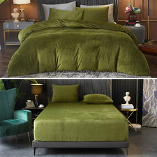 Luxury Velvet Duvet Cover  Fitted Sheet Set - Ultra Soft  Breathable