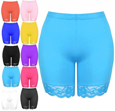 Women Bottom Lace Scallop Edge Cycling Shorts Ladies Gym Wear Tight Hot  Pants UK