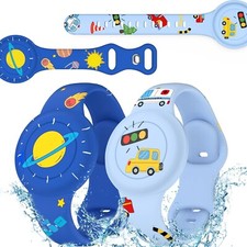 "2 Pack Waterproof Air Tag Bracelet for Kids Cute Cartoon Airtag Holder Kids Sof