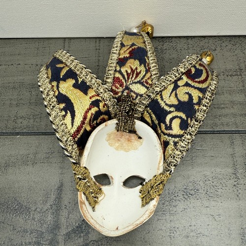Venetian Carnival Masquerade Bell Mask Mardi Gras Hand Painted Blue Green Gold - Picture 8 of 16