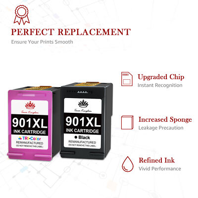 Cartucce Per Hp 4500 J4524 2 Cartucce D'inchiostro Ricondizionate Compatibili HP 901XL Nero E Colore - Per Stampanti HP Serie 4500, J4524, J4525, CC653AN, CC656AN 2 Pezzi Inchiostro HP 901XL - Foto 10