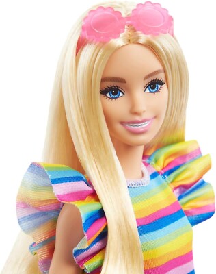 NEW Barbie Fashionistas Doll With Braces Rainbow Dress