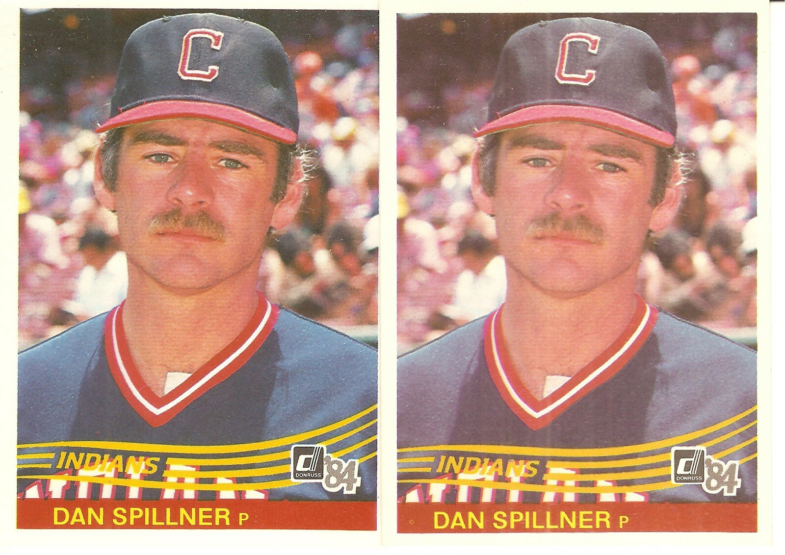 2 CARD 1984 DONRUSS DAN SPILLNER BASEBALL CARD LOT  #582
