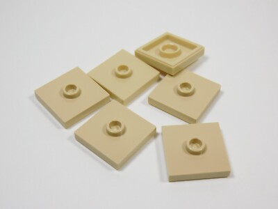 LEGO 6 Tan 2x2 Smooth Plates w/ Stud in Center B13