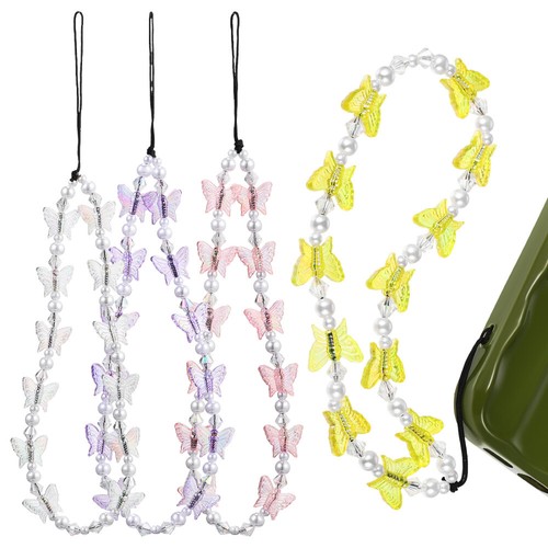 4 Pcs Handyriemen Mädchen Telefon Lanyard Perlen Buntes Handy-Lanyard