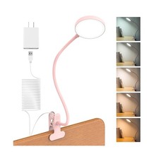 Desk Lamp Clip on Light 8W 66 LED Reading Light for Bed, 5 Colors 10 Dimming ...