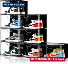 New 8 Pack Shoe Boxes Stackable, Large Shoe Storage Organizer with Lids,Drop Sid