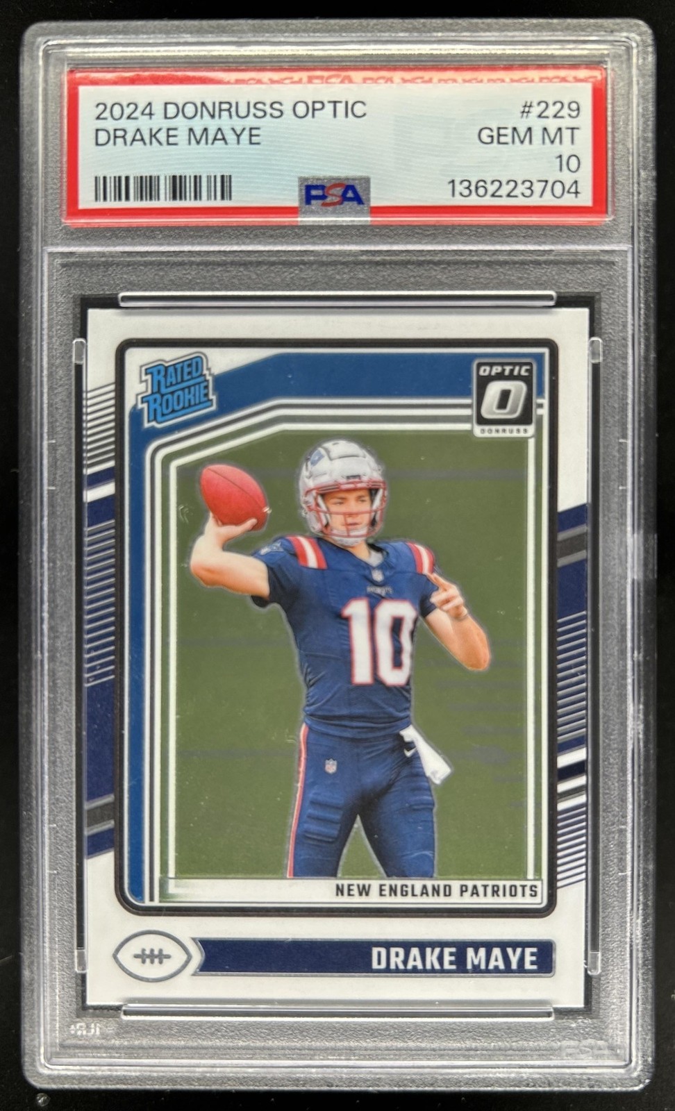 2024 Panini Donruss Optic Drake Maye Rated Rookie #229 Patriots PSA 10 GEM MINT
