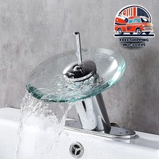 Grifo Cascada Ba o Moderno De Vidrio Y Lat n Cromado Para Lavabo Elegante US NEW