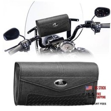 Motorcycle Windshield Bag PU Leather Windscreen Studded Pouch