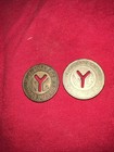 Lot 2 NYC New York City Transit Authority Tokens Good For One Fare Brass — photo 2