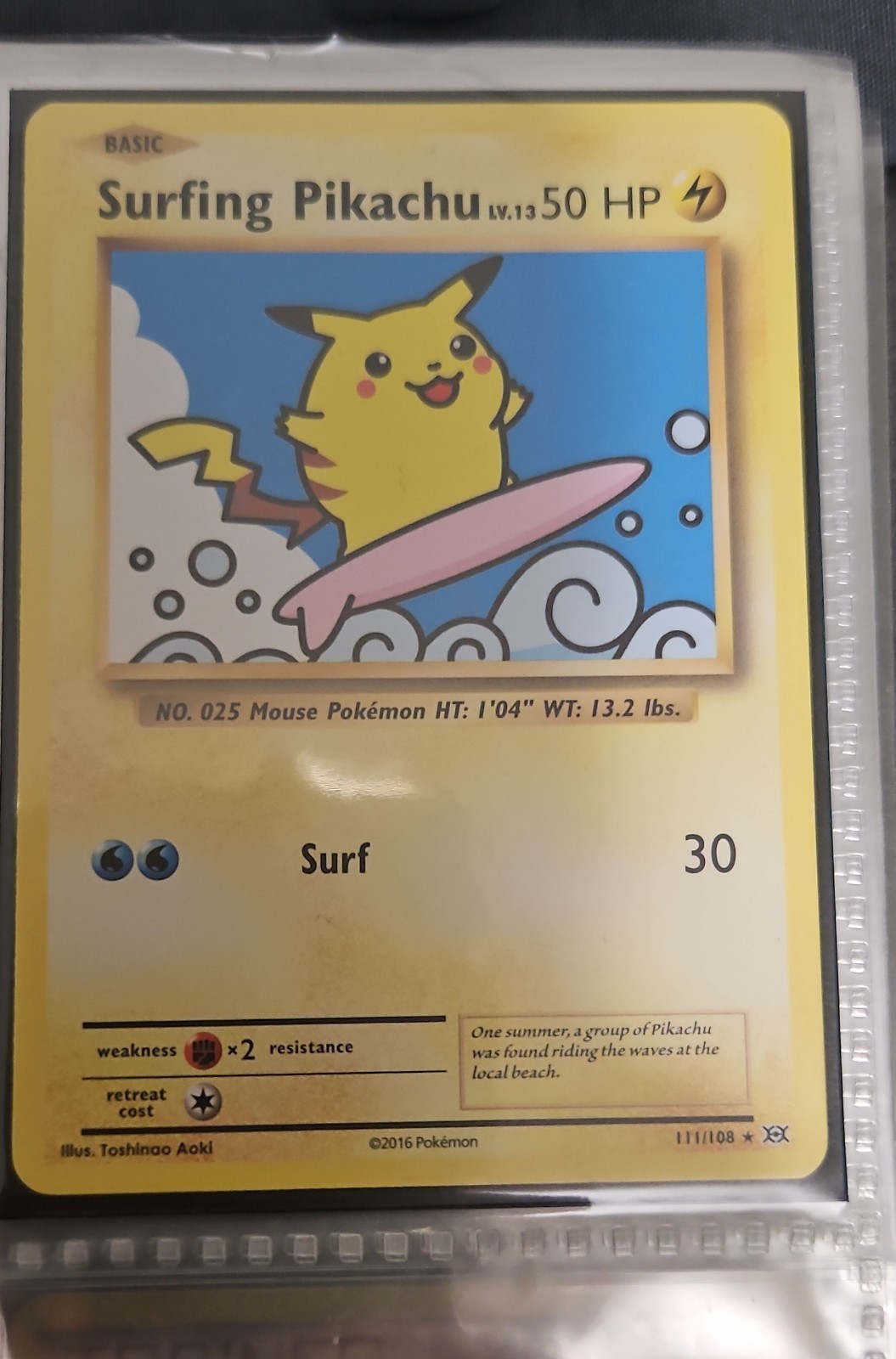 Surfing Pikachu 111/108 Evolutions Regular