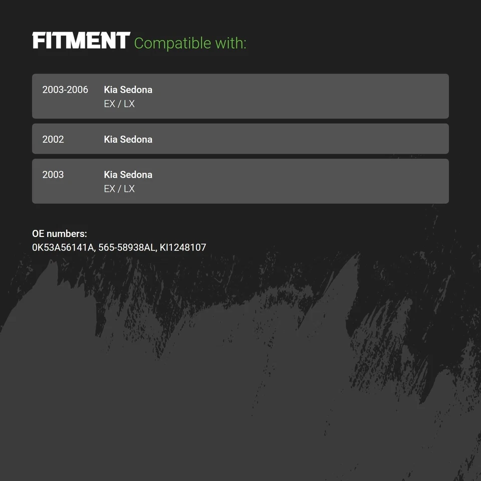 Fender Liner For Kia Sedona 2002-2005 Driver Side Front 0K53A56141A Foto 2 de 2