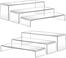 Acrylic Risers Display Stand, 6 Pcs Clear Plastic Rectangle Stand for Cupcakes,