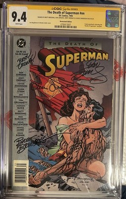 The Death of Superman First Printing (DC Comics January 1993) 4x Signed 