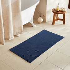 TYUU Waffle Bath Mat, Boho Bathroom Rugs Non 2' X 4' Rectangular , Navy Blue