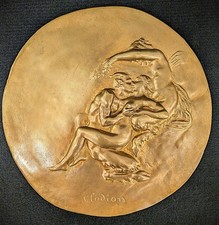 Bronze Plaque Relief Nymph and Satyr by Roundel Clodion