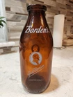 Vintage 1965 Borden’s Brown Glass Milk Bottle One Quart Duraglass Clean Graphics
