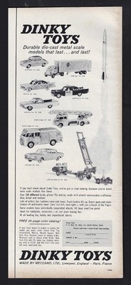 1962 DINKY TOYS Ad ''Durable die-cast metal scale models that last...and last''