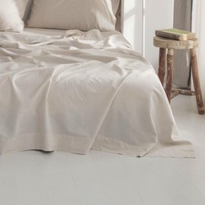 BISELINA Linen Sheet French Flax Flat Sheet Only 55 Euro Flax 45 Cotton Bas...