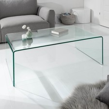Extravaganter Glas Couchtisch FANTOME 110cm transparent Wohnzimmertisch