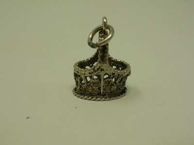 Vintage Sterling Silver Charm of Woven Garden & Harvesting Basket from Estate