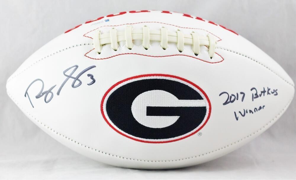 Roquan Smith Autographed Signed Georgia Bulldogs Logo Football w/Insc- Beckett W Auth *Stack 