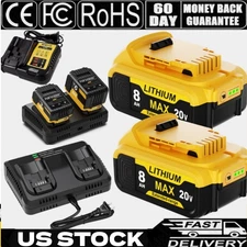 20V Pack For DeWalt 20 Volt Max XR 8.0AH Lithium Ion Battery DCB206-2 DCB205-2