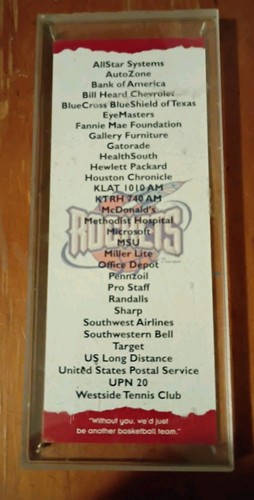 1996-97 Houston Rockets VIP ROW A , SEAT 1 Ticket In Hard Display Case - Picture 2 of 2