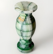 Vintage grüne Onyx Marmor Stein Vase handgeschnitzt Urnenform dekorativ 8"