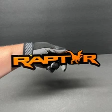 ORANGE Custom Text Dinosaur Raptor Acrylic Car Emblem Badge Logo Truck 4x4 SUV