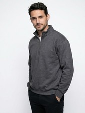 Gildan Heavy Blend Gray 1/4 Zip Pullover Sweatshirt Men s Sz L