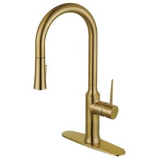 Kingston Brass LS2723NYL New York Pull-Down Sprayer Kitchen Faucet Brushed Brass
