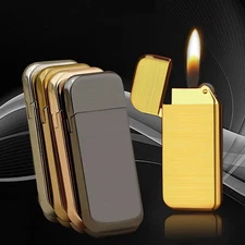 Pearl Finish Ultra Thin Metal Grinding Wheel Open Flame Retro Cigarette Lighter