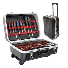 Perel Mallette à outils mobile, poignée télescopique, porte-outils, séparateurs