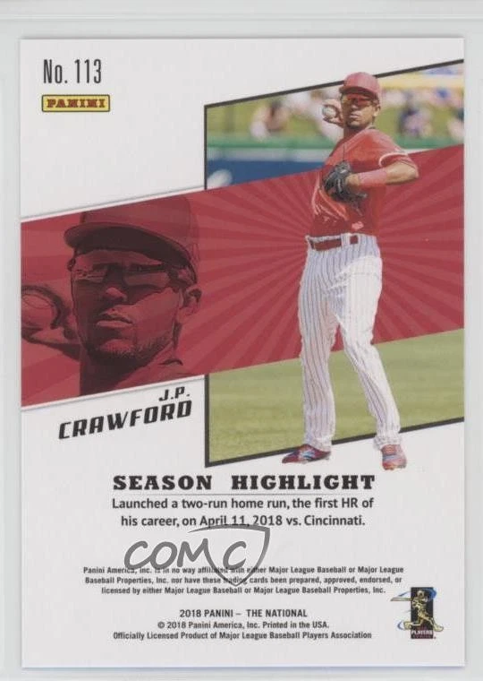 2018 Panini National Convention Rookies Magnetic Fur /99 JP Crawford Rookie RC - Image 2 of 2