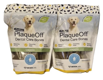 ProDen PlaqueOff Dental Bones Veg Dog Chews 2 x 13 Bones Grain Free BB 13/ 12/25