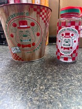 Five Nights at Freddy's 2 Pizza Popcorn Tin Bucket 230 oz and sport bottle rare