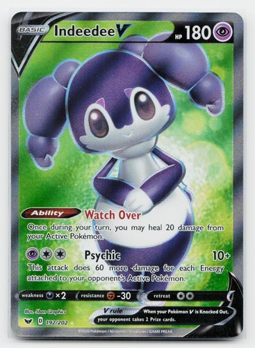 Indeedee V (Full Art) Ultra Rare SWSH01: Sword & Shield Base Set 192/202 Pokemon