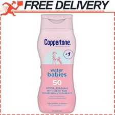 Coppertone WaterBabies Baby Sunscreen Lotion SPF 50 Hypoallergenic Sunscreen 8oz 1.71 per gallon