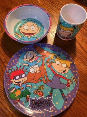 VTG ZAK Designs Rugrats Nickelodeon Melamine Bowl, Plate Set 1997 Viacom