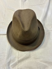 Vintage Dobbs Brown Suede Finish Fedora Hat with Silk Lining