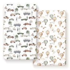 2-Pack Stretch Ultra Soft Jersey Knit Fitted Crib Sheets, Standard, Cars Print