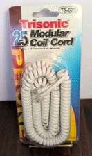 25 Ft Telephone Coil Cord White   Extra Long Handset Cord for Home  Office...