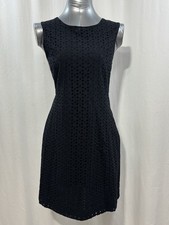 ALFRED SUNG Black Sleeveless Eyelet Cotton Sheath Mini Dress Sz 14 lightweight