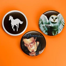 Set of 3 1" Deftones Buttons Pins | Around the Fur, White Pony, Diamond Eyes