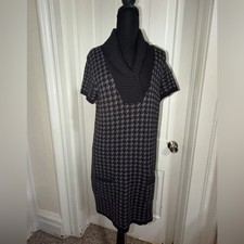Women's size Large dress knit sweater dress summer work casual cute cowl neck